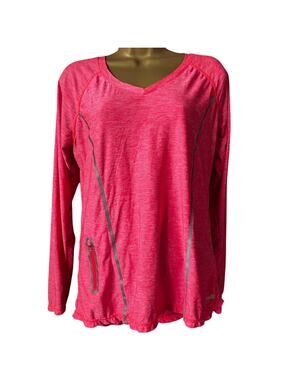 Avia Coral Pink Long Sleeve Workout Top Medium Athletic Activewear Gym Shirt
